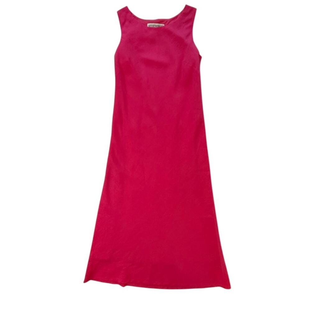 Jessica Howard Linen Blend Hot Pink Sleeveless Midi Dress Women's Size 6